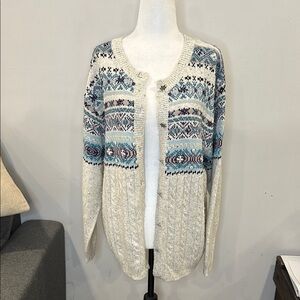 Vintage Northern Reflections Cardigan with Nordic Fair Isle Pattern‎